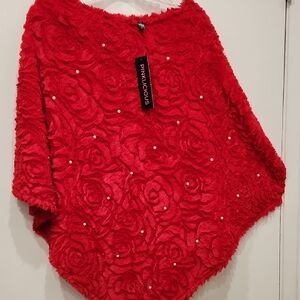 Pinklicious Red Floral Women Poncho